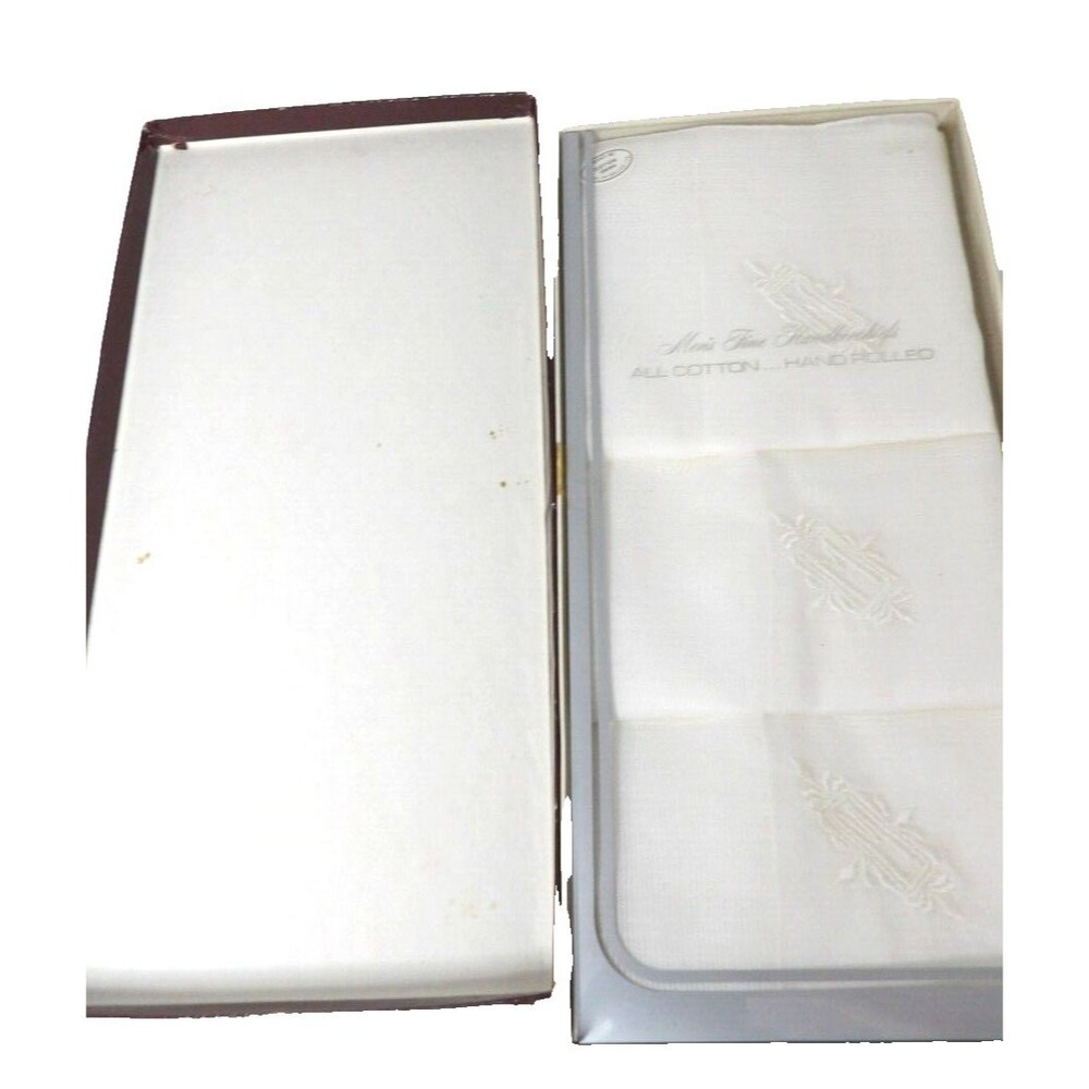 Monsieur NOB Embroidered Mens Fine Handkerchiefs All Cotton Handrolled Vintage W